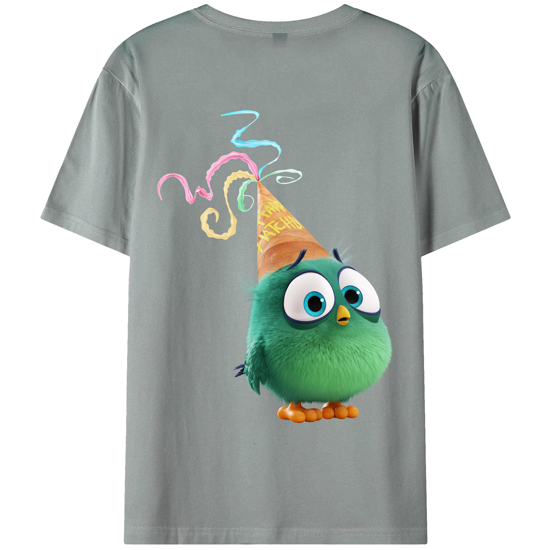 （画像用） Angry Birds アングリーバード 綿100％ メンズ半袖Tシャツ（バックプリント） 通気性